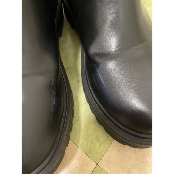 Soda Black Pull On Rounded Toe Chunky Block Heal Combat Ankle Boots 9 - Picture 7 of 7